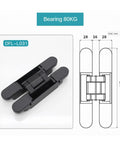 Rugged Heavy Duty Black Hidden Gate Hinge Set For Casement Doors 2 Pack 80Kg Capacity 3D Adjustable Concealed Wood Door Hinges Easy Install For Home Improvement Projects, black hinge with dimension guide