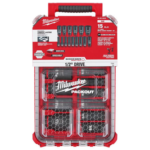Shockwave Impact Duty Half Inch Drive Socket Set SAE Fifteen Piece DT 49 66 6802 in red ergonomic case