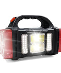 Red Solar Handheld Flashlight With Four Lighting Modes Rechargeable LED Work Light USB C Enabled Solar Powered Camping Light
