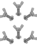 Six Sets M8 Stainless Wing Bolt And Hex Nut Kit For Furniture Assembly And Display Racks With Easy One Handed Clamping Thumb Screws And Wing Nuts For Quick And Smooth Tightening Everyday six M8 stainless wing bolts with hex nuts