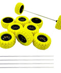 10Pcs RC Toy Car Wheels With Rubber Tires And 5Pcs Metal Shafts, 2mm Diameter Round Rod Axles, 36mm Diameter 16mm Thick Wheels