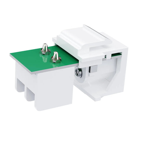 No Sweat 5 Pack DC Keystone Jack With 12 Volt Screw Terminal And 5.5Mm X 2.1Mm Connector close-up view of white snap-in module.