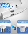 Ultra Slim Non Electric Bidet Attachment With Dual Nozzles For Posterior And Feminine Wash Adjustable Water Pressure Brass Inlet Easy Install Toilet Seat Sprayer showing stainless steel water inlet comparison