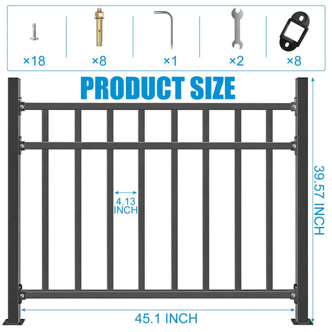 Built Tough Wrought Iron Deck Railing Kit With Flat Hand Rails Forty Inches High By Forty Eight Inches Wide Black Outdoor Fence For Porch Balcony Patio Deck And Other Indoor Or Outdoor Spaces