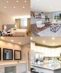 9 Pack Led Recessed Downlights Beefy Aluminum Housing Slick Heat Transfer Moisture Resistant Cable Links 25 Watt Warm White in stylish room settings.