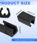 16 Piece Black Office Chair Leg Caps With Nails Smooth Glide Floor Protectors Fitting 0.47 Inch Metal Tubes displayed with size details.