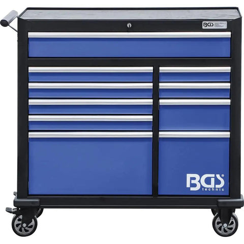 Mega Size Heavy Duty Workshop Trolley With Ten Smooth Roll Drawers Tough As Nails Powder Coated Steel locked ball bearing casters.
