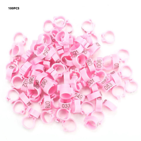 100 Pieces Pigeon Leg Bands 8mm Numbered Bird Leg Rings for Small Birds in pink plastic