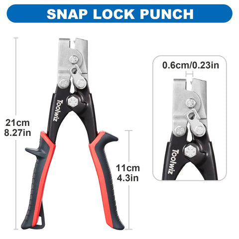 Snap Lock Punch Tool For Sheet Metal And Ductwork Drop Forged Steel Jaw Gutter End Cap Crimper Eight Point Five Inch Crimping Tool