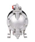 Front view of air-operated double-diaphragm pump with 1-inch inlet/outlet, aluminum alloy body