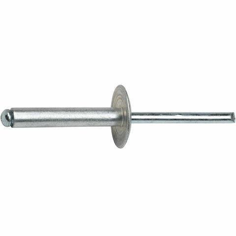 Side view of Large Flange Pop Rivets 3/16 x 1 Inch, 50 Pack Aluminum Body Steel Mandrel, Heavy Duty Pro Grade Dome Head Blind Rivets.