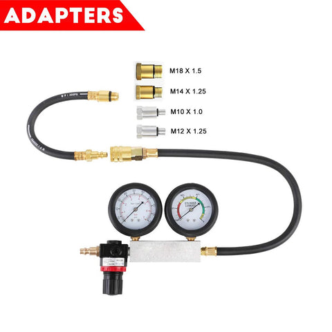 Altivox automotive cylinder leak-down tester kit with dual gauges, hose and brass adapters