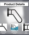 Solid As A Rock Matte Black Outdoor Handrail For One To Three Step Stairs Heavy Wall Mounted Grab Bar With Full Hardware Kit, showing waterproof details.