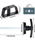 Heavy Duty Shed Door Latch Kit With T Handle Lock For Barn Gate Garage Doors Four And A Half Inch Stem Adjustable Latch Fit Up To Three And A Half Inch Thick Doors Includes Four Keys Carbon Steel And Zinc Alloy Construction showing dimensions