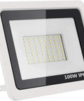 JUDYSSY Solar Flood Lights Led Floodlight 100W, waterproof outdoor spotlight with 120° beam angle and durable aluminum housing.