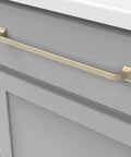 Five Pack Dope Solid Core Kitchen Cabinet Pulls In Champagne Bronze 12 Inch Hole Center Luxury Handles For Cabinets And Dresser Drawers Heavy Duty Metal Hardware Forge Collection installed on a gray cabinet.