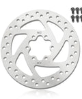 140mm Stainless Disc Brake Rotor with 6 Bolt Mount for Bikes and Electric Scooters, shown with mounting screws