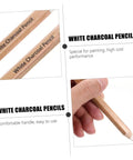 4 Pack White Charcoal And Graphite Pencils Set For Art Drawing Dope Sketching Shading Blending Journaling Illustrations Pro Grade Quality For Realistic Artwork; close-up of a hand holding a white charcoal pencil