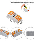 Premium SPL-3 Lever Nut Wire Connectors Set, 12 Pack, 3 Way 6 Port Compact Splice Connectors, Cable Clamp Terminal Block Spring Connectors