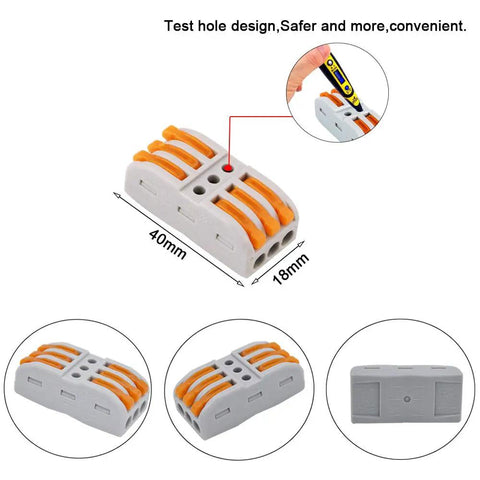Premium SPL-3 Lever Nut Wire Connectors Set, 12 Pack, 3 Way 6 Port Compact Splice Connectors, Cable Clamp Terminal Block Spring Connectors