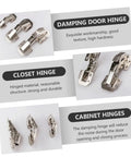 Four Inch Cabinet Door Hinge With Soft Close Damping For Wardrobe And Kitchen Cabinets Whisper Quiet No Slam Durable Hardware For Home Furniture Easy Install Four Pieces Set in multiple angles and details.