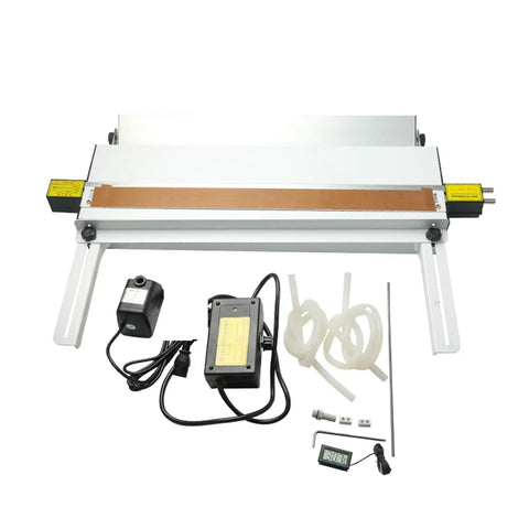 Top Tier Acrylic Heat Bender Boasting Water Cooled Angle Regulator For Smooth PVC Forming And Even Heat Spread Easy Setup Design, viewed from above, includes accessories