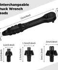 Smooth Operator 2 In 1 Drill Chuck Ratchet Spanner with three interchangeable chuck heads, 15cm length for quick swap action.