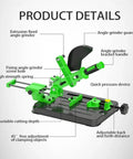 Universal Angle Grinder Stand Holder Mount Base For Woodworking Diy Cutting Support showing product details and adjustable features.