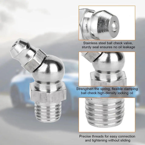 Beefed Up Car Grease Fittings Kit With One Quarter And One Eighth Inch Universal Set For Straight 45 Degree And 90 Degree Angles Vehicle