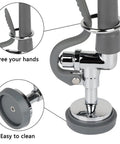 Heavy Hitter Commercial Pre Rinse Sprayer Valve Replacement Kit in stainless steel with ergonomic gray handle and cleaning base.