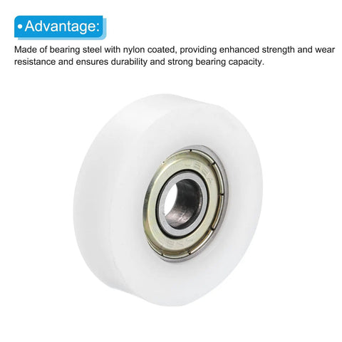 Heavy Duty Nylon Pulley Wheels Set 8 Pack 8x36x10mm for Doors Windows Drawers with white nylon wheel and metal core