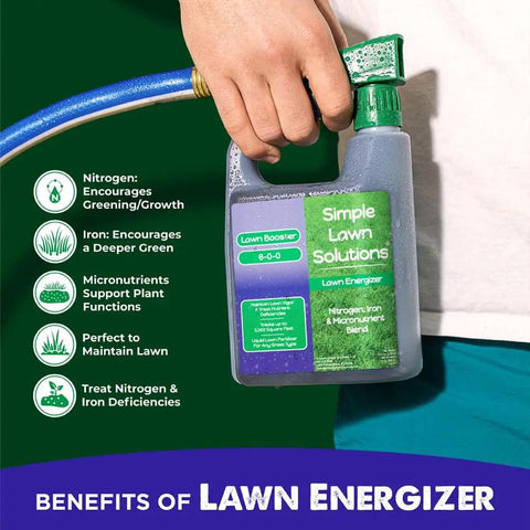 Heavy Duty Liquid Lawn Fertilizer With Iron And Nitrogen, Hose End Sprayer Included, Deep Green Turf, Lawn Energizer Booster