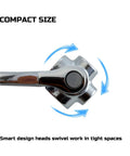 Close-up of 360-degree rotating head on 8 In 1 Socket Wrench Set With 8 To 21 mm Metric Range Flexible Dog Bone Universal Hex Spanner