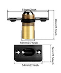 12pc Invisible Wooden Cabinet Door Catch Ball Latch Kit With Elastic Adjustable Spring Bead Mechanism For Closet Lock Install Hide Screws And Punching Tools Seamlessly dimensions of the latch with gold finish and black base.