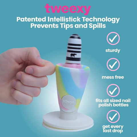 Hinge Untippable Nail Polish Bottle Holder With Anti Spill Stand Tilted Grip And Smartgrip Airlock Suction, unicorn design