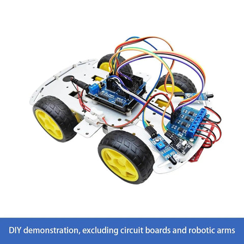 DIY Robot Smart Car Metal Chassis Kit With 4WD TT Motors And Speed Encoder Learn Arduino Microbit Raspberry Pi For Adults 15 Plus Unassembled Gear Up For STEM Projects And Custom Sensor Integration showcasing assembled components.