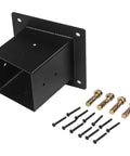 Slanted Roof Pergola Bracket With Wall Mount Angled Corner Bracket And Hardware For 4x4 Outdoor Backyard Pergolas Built Tough Heavy Duty Rust Resistant Coated Weatherproof Support For Quick Easy Mounting shown with screws and bolts