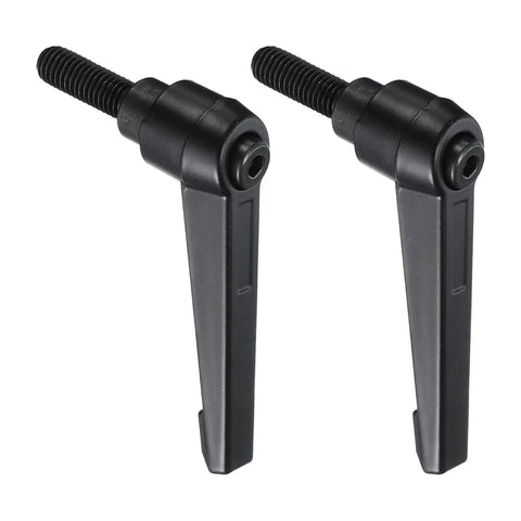 2 Pcs Top Shelf Adjustable Toggle Lever Handles M8 X 20mm Metric Clamping Knobs With Hex Nuts And Washers For No Sweat Swapping And Rock Solid Grip Security Black, black handles with threaded shafts.
