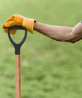 Close-up of Ergonomic Garden Shovel Grip Handle Replacement Spade Handle for Gardening Tools held outdoors, showing comfort and durability.