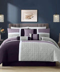 2 Pack Chrome Crystal Pendant Lights With Long Adjustable Cords illuminating a modern bedroom setting with purple bedding.
