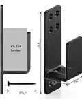 Beefy 2x4 Door Barricade Brackets Set, Heavy Duty Door Bar Holder Brackets For Home Security, 2 Pack, Black, Built From Thick Carbon Steel