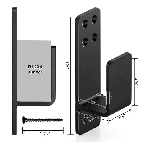 Beefy 2x4 Door Barricade Brackets Set, Heavy Duty Door Bar Holder Brackets For Home Security, 2 Pack, Black, Built From Thick Carbon Steel