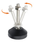 4 Pack Adjustable M8 Thread Leveling Foot Cups With Reinforced Nylon Base shown with articulated adjustment