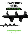 Auger drill bits, 2-pack for planting, black coated steel, sizes 1.6x16 in and 3.5x16 in