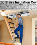Man installing Attic Stairs Insulation Cover 25x54x11 Inch, Class A Fireproof Attic Door Insulation