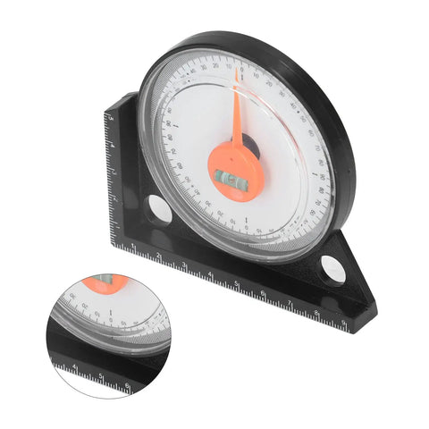 Slick Magnetic Angle Finder Tool With Clear Scale And Heavy Duty Plastic Build For Carpentry Woodworking And Metalworking Tasks That Bring In Hella Precise Readings Zero Hassle Guaranteed with level bubble.