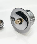 Heavy Duty Tub Drain Kit With Slick Push Pull Bathtub Strainer And Durable Zinc Alloy Body Plus Classic Chrome Finish shown from above.