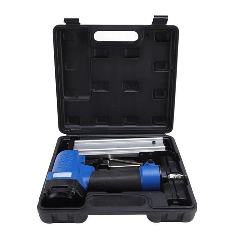 Heavy Duty Pneumatic Brad Nailer Built Damn Tough For Everyday Woodworking And Home Repair With An Ergonomic Grip in tool case.