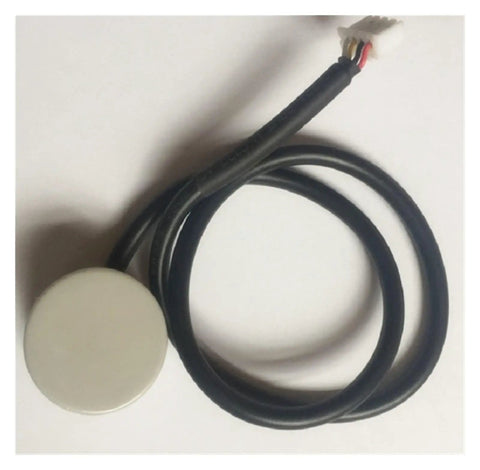 Ultrasonic No Contact Liquid Level Sensor For Metal Containers And Water Tanks With Alarm Tank Control For Water Towers Reliable Level Detection In Harsh Environments Model 3, black wire coil with white sensor