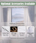 Three In One Curtain Track System With Rod, Valance, And Light Belt, Ceiling Mount Or Optional Install, Quiet Smooth Pulleys For No Fuss Operation, No Drama Noise, Pure White Finish, Ideal Living Room Or Bedroom Room Divider Solution with optional accessories